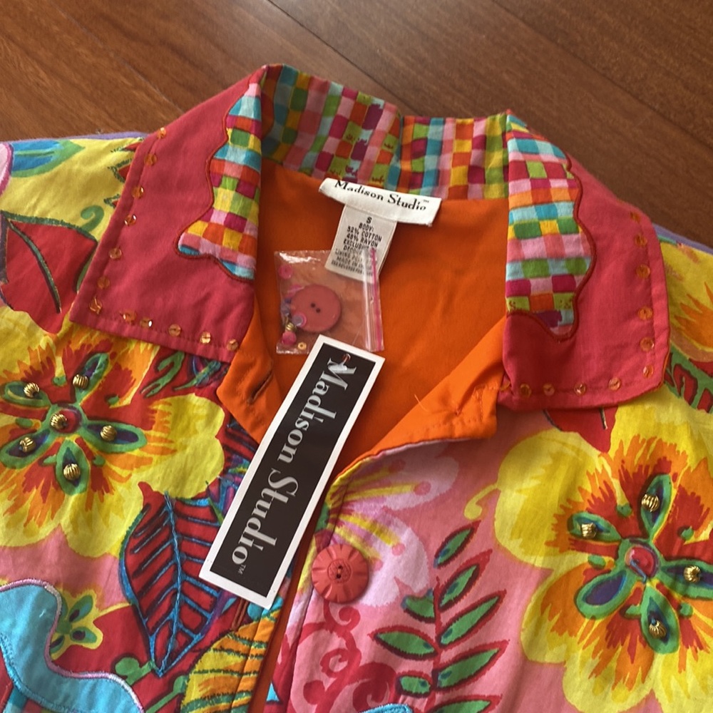 Madison Studio NWT Gorgeous Lined Soft Multi Pink Passion Jacket - Sz Small